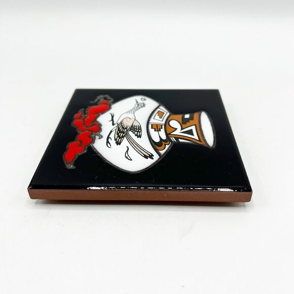 Vintage Cleo Teissedre Ceramic Tile Roadrunner Pottery Hand Painted Southwest 4" - Picture 4 of 8
